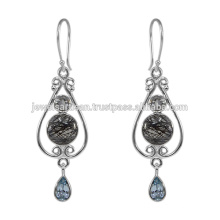 Tourmanilated Quartz And Multi Gemstone 925 Sterling Silver Earring